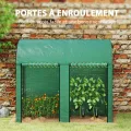 Outsunny Gartengewächshaus 2 m² Tomatengewächshaus 2 x 1 x 1,78 m 2 Rolltüren mit Reißverschluss Stahl PE hohe Dichte 140 g/m² UV-beständig grün - Thumbnail 5