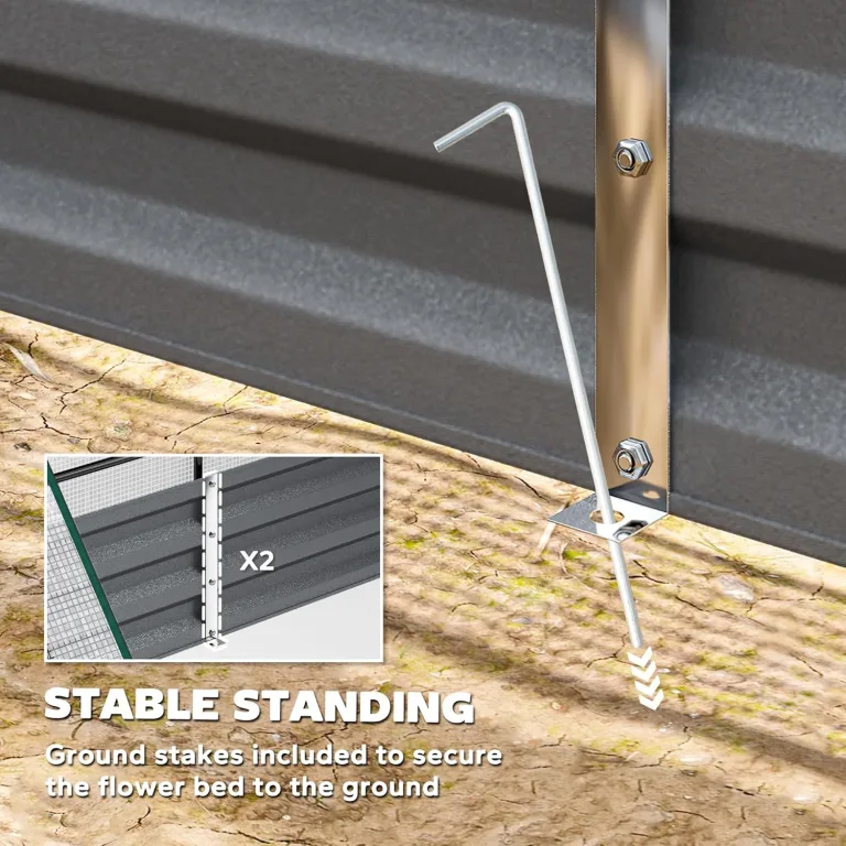 Outsunny Hochbeet mit Mini Gewächshaus, Outdoor Metall Pflanzkasten mit Abdeckung, für Kräuter und Gemüse, Nutzung für Terrasse, Garten, Balkon, Weiß und Dunkelgrau – Bild 6