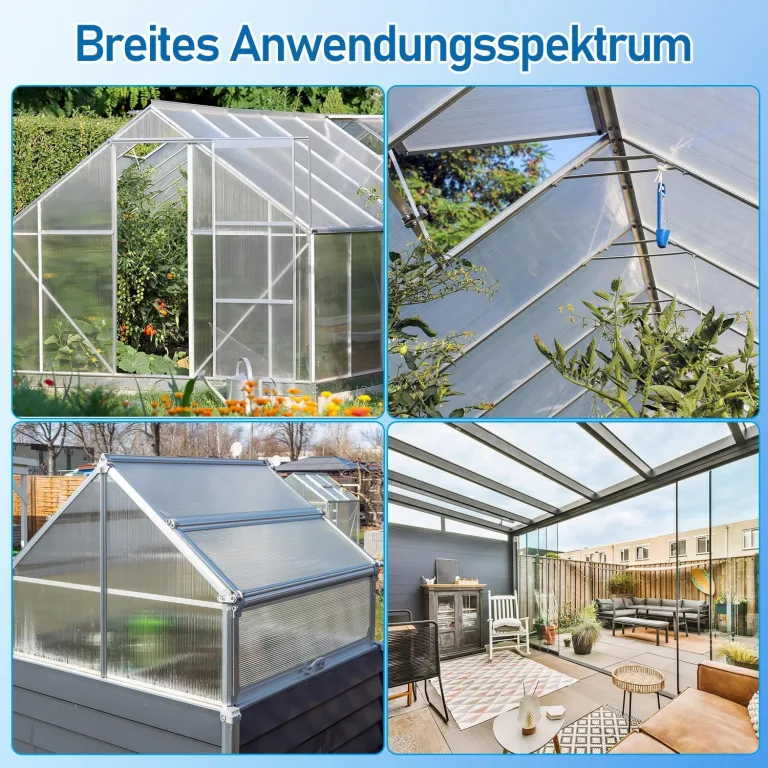 15x Polycarbonat Hohlkammerstegplatten 8mm Doppelstegplatte für Gewächshaus (60.5 x 121cm) | 1.2kg/m² Gewächshausplatte UV-beständigen für Gewächshaus Garten Treibhaus Ersatzplatten – Bild 2