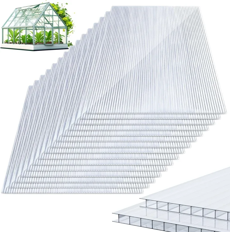 15x Polycarbonat Hohlkammerstegplatten 8mm Doppelstegplatte für Gewächshaus (60.5 x 121cm) | 1.2kg/m² Gewächshausplatte UV-beständigen für Gewächshaus Garten Treibhaus Ersatzplatten – Bild 1
