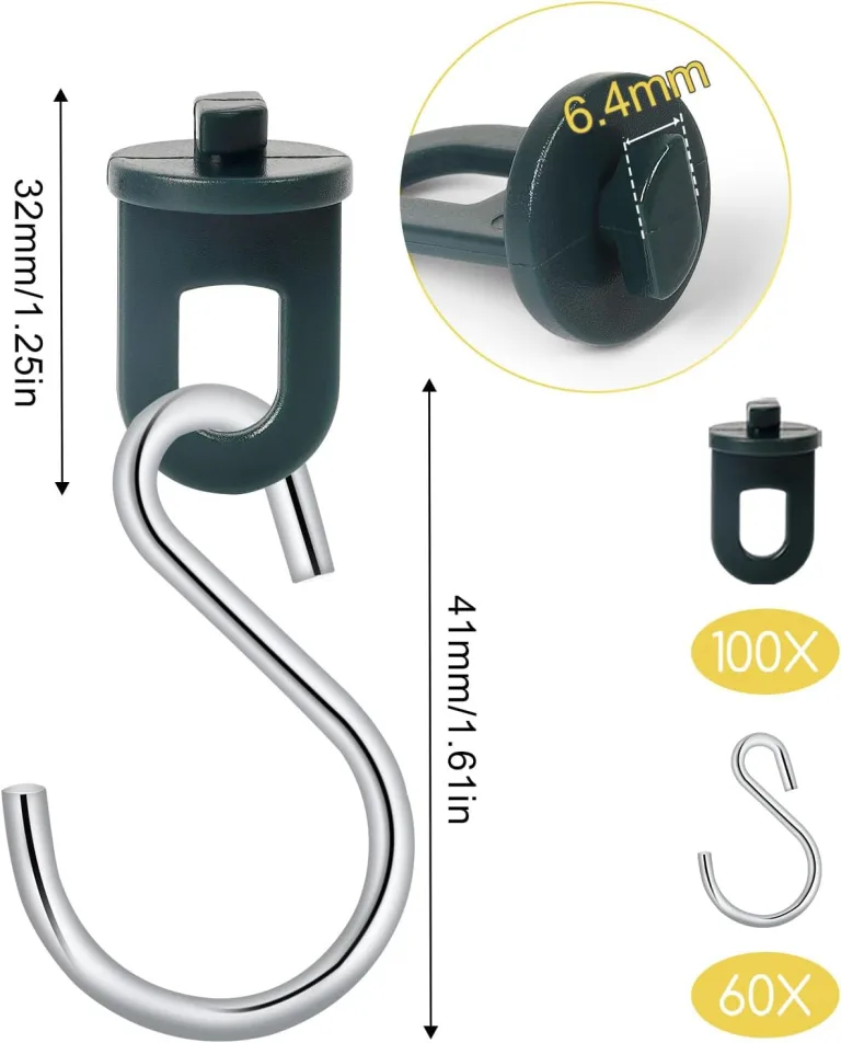 100x Gewächshausclips + 60x Haken, | Stabile Pflanzenhalter Gewächshaus Clips | Aufhängevorrichtungen für Gewächshaus | Perfekte Ösen Rankhilfe Clips Kunststoff, für Ihr Gewächshaus und Paradies – Bild 6