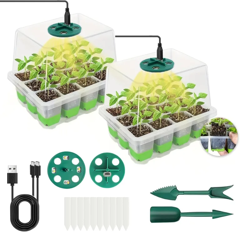 Mini Gewächshaus mit Licht, Anzucht Gewächshaus, Sonnenähnliche Pflanzenlichter mit vollem Spektrum, Anzuchtset Zimmergewächshaus Anzuchtkasten pflanzenlampe anzucht (transparent Base) – Bild 1