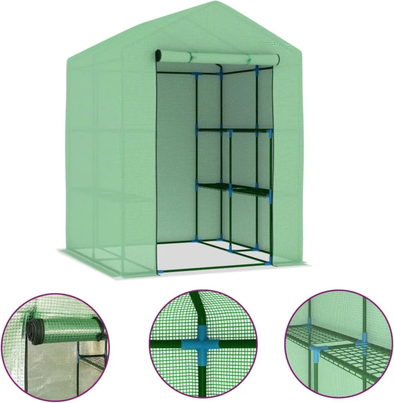 Gewächshaus mit Ablagen Stahl 143x143x195 cm, Frühbeet, Tomatenhaus, Treibhaus, Greenhouse, Garten Zubehör – Bild 2