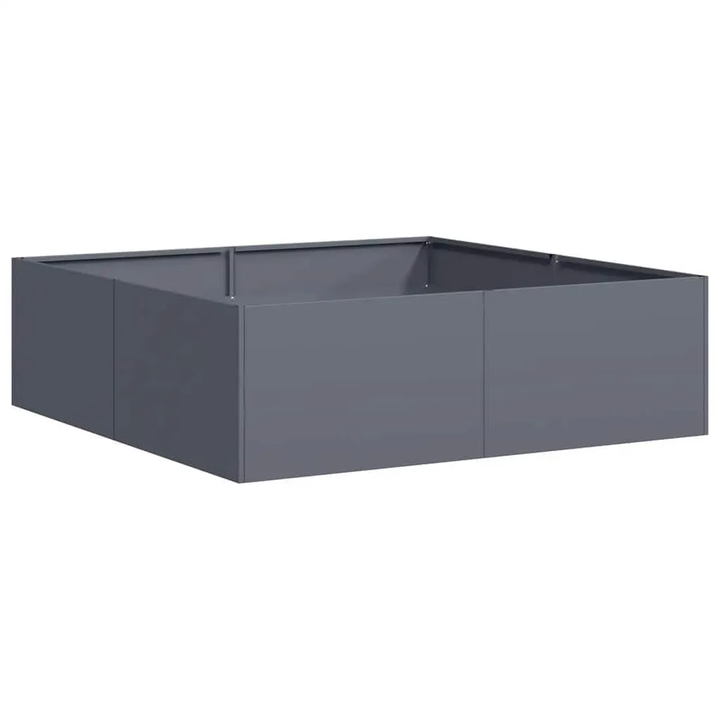 vidaXL Pflanzkübel Anthrazit 100x100x30 cm Stahl, Pflanzschale, Garten-Garten-Pflanzkübel, Outdoor-Pflanzgefäß, Hochbeet, Pflanzgefäß, Blumenkasten - Bild 1