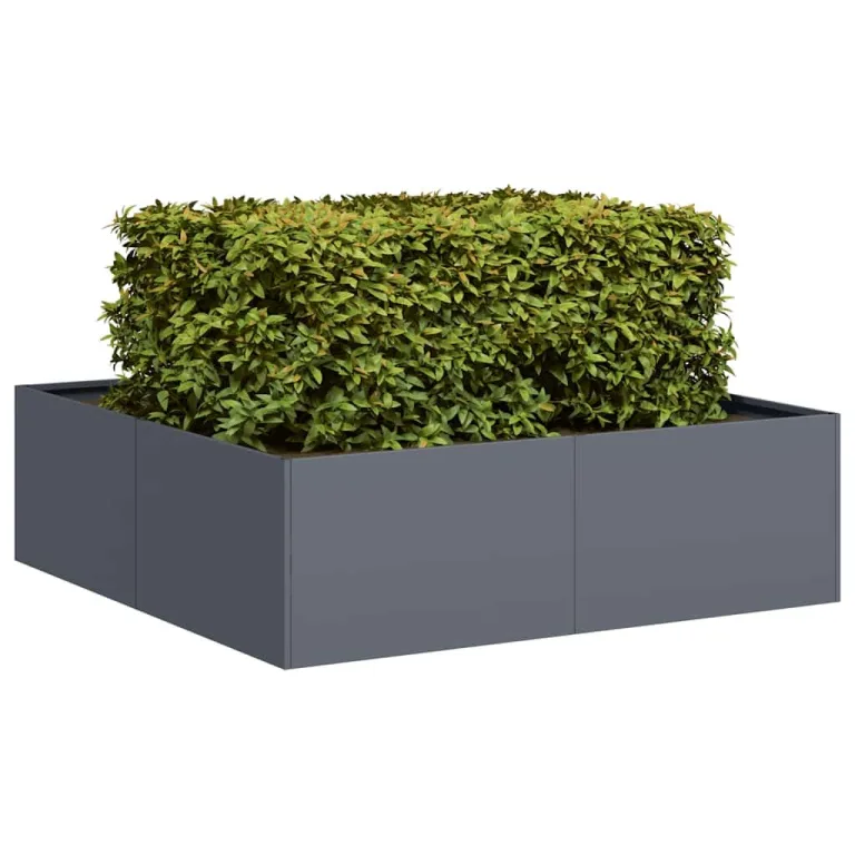 vidaXL Pflanzkübel Anthrazit 100x100x30 cm Stahl, Pflanzschale, Garten-Garten-Pflanzkübel, Outdoor-Pflanzgefäß, Hochbeet, Pflanzgefäß, Blumenkasten – Bild 4
