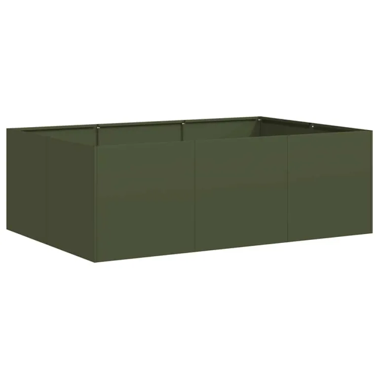 vidaXL Pflanzkübel Olivgrün 120x80x40 cm Stahl, Pflanzschale, Garten-Garten-Pflanzkübel, Outdoor-Pflanzgefäß, Hochbeet, Pflanzgefäß, Blumenkasten – Bild 1