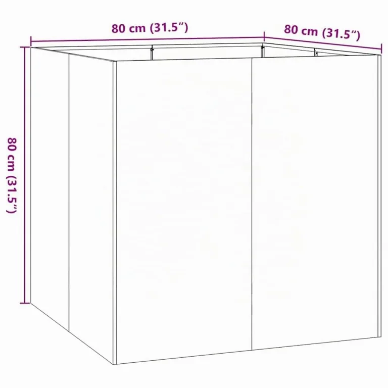 vidaXL Pflanzgefäß Anthrazit 80x80x80 cm Stahl, Pflanzschale, Garten-Garten-Pflanzkübel, Outdoor-Pflanzgefäß, Hochbeet, Pflanzgefäß, Blumenkasten – Bild 3