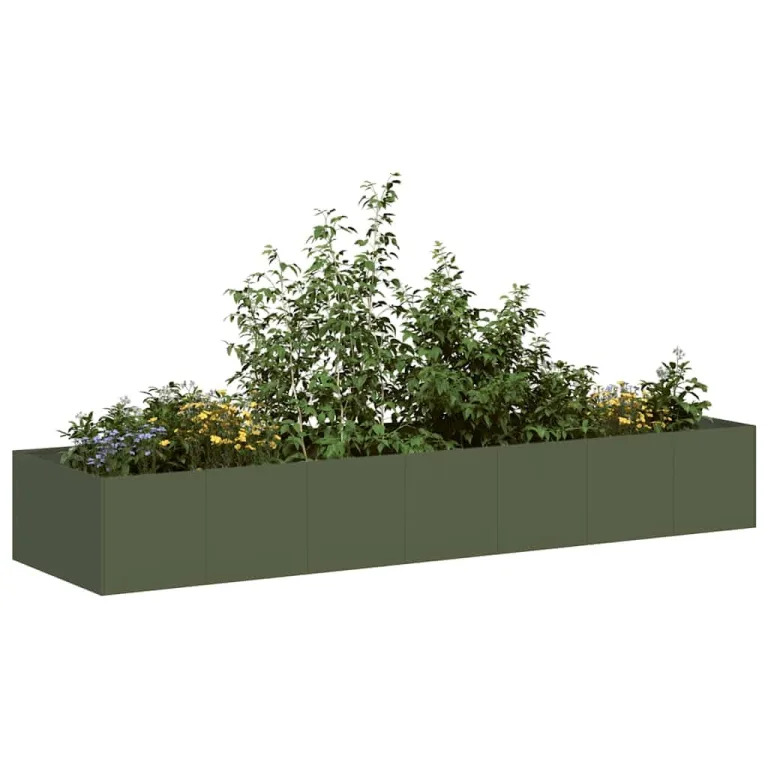 vidaXL Pflanzgefäß Olivgrün 280x80x40 cm Stahl, Pflanzschale, Garten-Garten-Pflanzkübel, Outdoor-Pflanzgefäß, Hochbeet, Pflanzgefäß, Blumenkasten – Bild 4