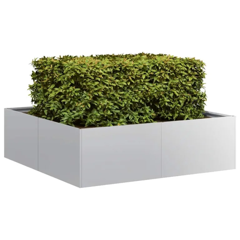 vidaXL Pflanzkübel 100x100x30 cm Verzinkter Stahl, Pflanzschale, Garten-Garten-Pflanzkübel, Outdoor-Pflanzgefäß, Hochbeet, Pflanzgefäß, Blumenkasten – Bild 4