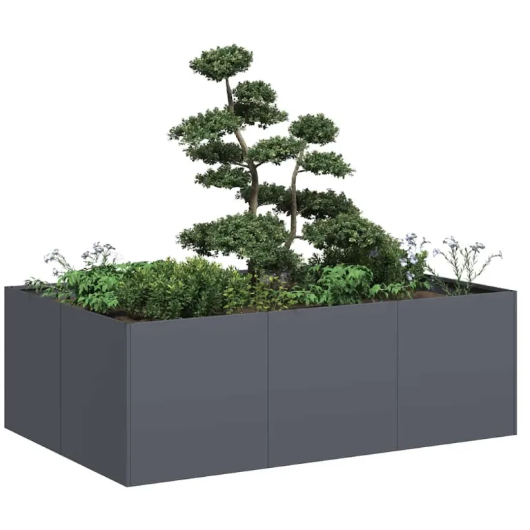 vidaXL Pflanzkübel Anthrazit 120x80x40 cm Stahl, Pflanzschale, Garten-Garten-Pflanzkübel, Outdoor-Pflanzgefäß, Hochbeet, Pflanzgefäß, Blumenkasten – Bild 4