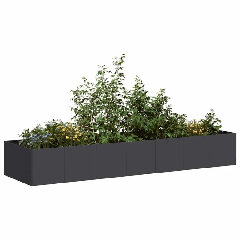 vidaXL Pflanzkübel Schwarz 280x80x40 cm Stahl, Pflanzschale, Garten-Garten-Pflanzkübel, Outdoor-Pflanzgefäß, Hochbeet, Pflanzgefäß, Blumenkasten – Bild 4