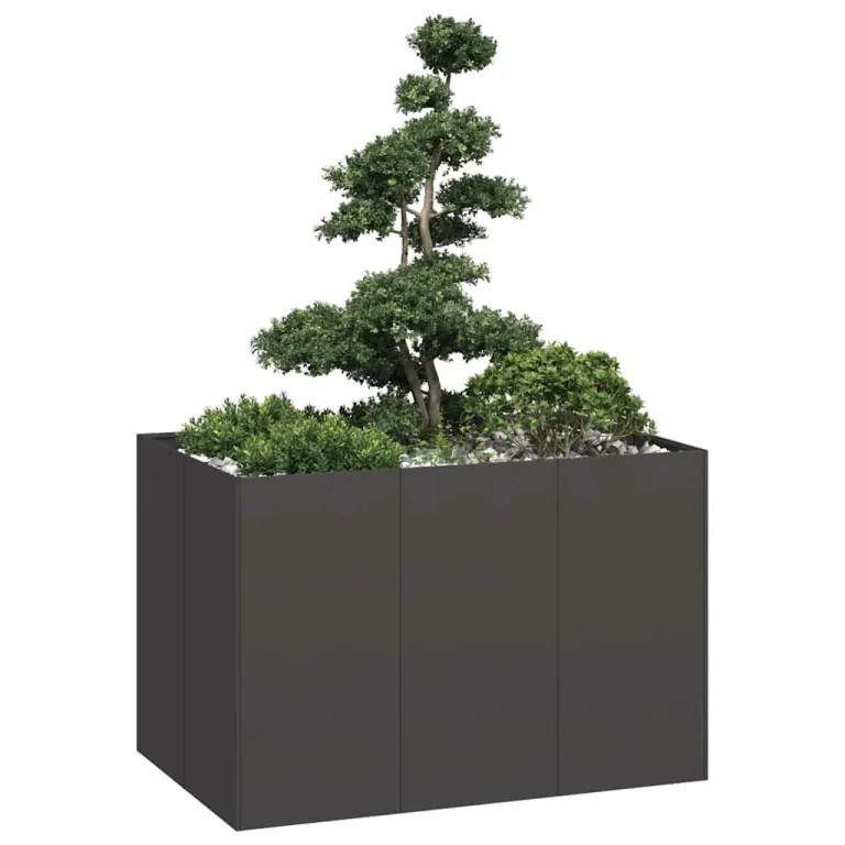 vidaXL Pflanzkübel Schwarz 120x80x80 cm Stahl, Pflanzschale, Garten-Garten-Pflanzkübel, Outdoor-Pflanzgefäß, Hochbeet, Pflanzgefäß, Blumenkasten – Bild 4