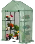 MINI Garten Balkon Garten Tunnel FOLIAK 1,4x2 Lager,Gewächshaus, Foliengewächshaus mit 4 Ablagen, Tomatengewächshaus, Anlehngewächshaus, mit aufrollbarer Tür, Balkon Garten Terrasse, Winterfest - Thumbnail 6
