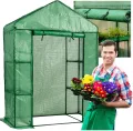 MINI Garten Balkon Garten Tunnel FOLIAK 1,4x2 Lager,Gewächshaus, Foliengewächshaus mit 4 Ablagen, Tomatengewächshaus, Anlehngewächshaus, mit aufrollbarer Tür, Balkon Garten Terrasse, Winterfest - Thumbnail 2