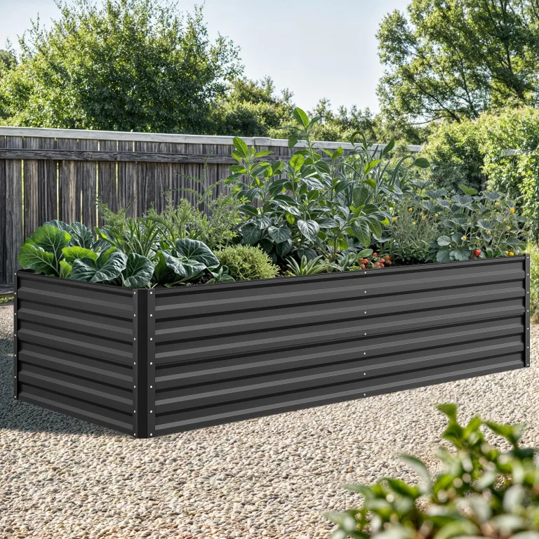 YITAHOME 2er-Set Hochbeet Metall 240x120x58cm, Hochbeete-Kit aus Verdicktem Zink-Aluminium-Magnesium-Edelstahl-Metall Hochbeete für Garten mit Stützstange & Handschuhe für Gemüse, Blumen (Schwarz) – Bild 7