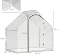 Outsunny Gewächshaus, 180 x 100 x 168 cm Foliengewächshaus mit Rolltür, Treibhaus, Tomatenhaus mit Obenfenster, PE-Gitterfolie, Winterfest Pflanzenhaus für Garten, Balkon, Weiß - Thumbnail 8