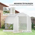 Outsunny Gewächshaus 3 x 2 x 2 m Foliengewächshaus mit 4 Fenster & Tür, Aufrollbar Seitenwänden, UV-beständiger Folientunnel Tomatenhaus mit verzinkten Stahlrahmen, Weiß - Thumbnail 3