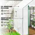 Outsunny Begehbares Gewächshaus mit 3 Etagen 8 Ablagen, kleines Gewächshaus mit verstärkter PE-Abdeckung, Gartenpflanzengewächshaus mit Rolltür und drei Gitterfenstern, 140 x 143 x 190 cm, Weiß - Thumbnail 4