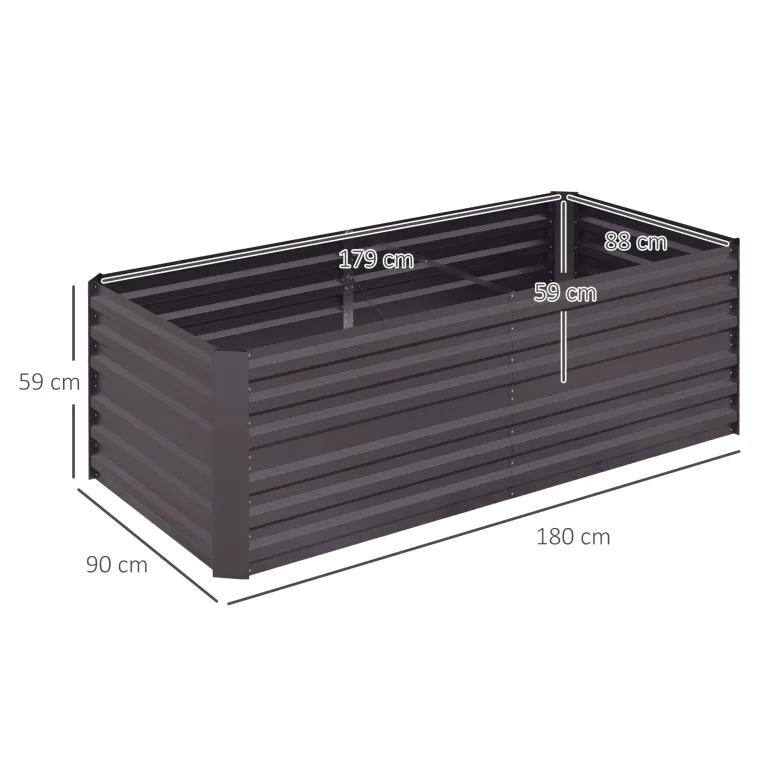Outsunny Hochbeet aus Stahl, Pflanzbeet Frühbeet Gartenbeet Blumenkasten steckbar, Pflanzkasten Pflanzkübel Gemüsebeet 180x90x60cm für Garten Balkon Terrasse, Gartenspalier für Blumen, Pflanzen, Obst – Bild 7