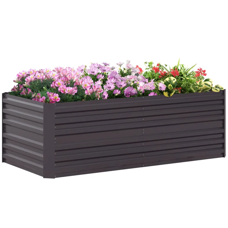 Outsunny Hochbeet aus Stahl, Pflanzbeet Frühbeet Gartenbeet Blumenkasten steckbar, Pflanzkasten Pflanzkübel Gemüsebeet 180x90x60cm für Garten Balkon Terrasse, Gartenspalier für Blumen, Pflanzen, Obst – Bild 1