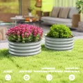 Outsunny 2er-Set Hochbeet aus Stahl, Pflanzbeet Frühbeet Gartenbeet Blumenkasten stapelbar, Pflanzkasten Gemüsebeet Ø60x30cm für Garten Balkon, Pflanzkübel für Blumen, Pflanzen, Gemüse - Thumbnail 6