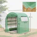 Outsunny Gewächshaus, Foliengewächshaus mit Aufrollbare Fenster & Tür, Netzfenster UV Schutz, Folientunnel, Tomatenhaus Winterfest Treibhaus für Garten, Balkon, 1,8 x 1,8 x 2 m Grün - Thumbnail 7