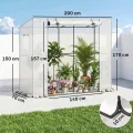 Outsunny Gewächshaus mit Rolltür 2 Fenster, Winterfest Foliengewächshaus aus Stahl, Treibhaus für Balkon, Garten, Tomatenhaus mit UV Schutz 200x76x170cm Tomatengewächshaus für Gemüse Blumen, Weiß - Thumbnail 7