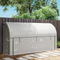 Outsunny Gewächshaus mit Rolltür, Winterfest Foliengewächshaus aus Stahl, Treibhaus für Balkon, Garten, Tomatenhaus mit UV Schutz 300x80x157cm Tomatengewächshaus für Gemüse Blumen Pflanzen Weiß - Thumbnail 8