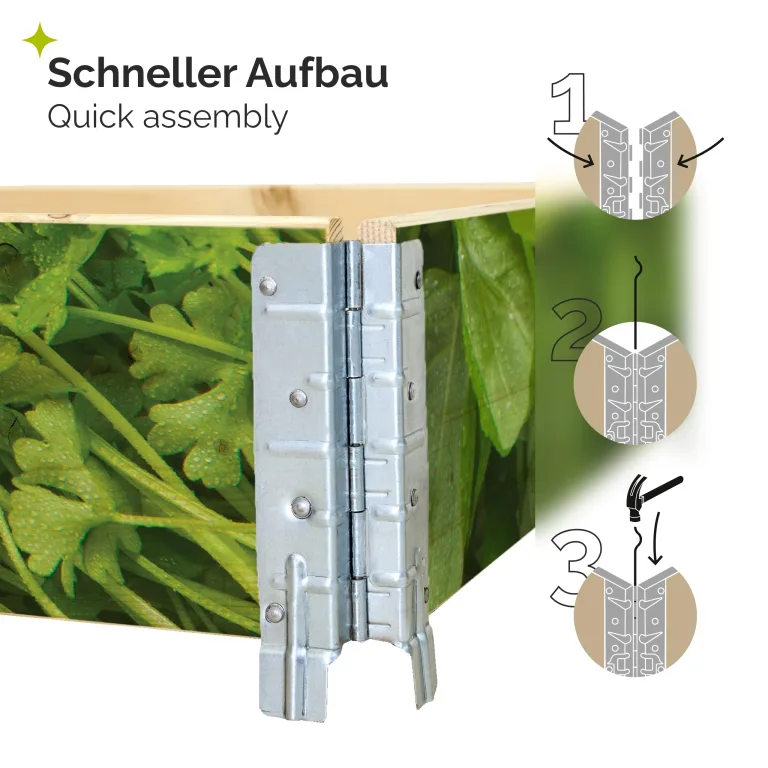 Garronda Holzaufsatzrahmen mit Print - Hochbeete für Pflanzen Blumen Kräuter Obst und Gemüse Aufbewahrungskiste aus Holz mit dekorativem Druck GD-0075 (120x80x20 cm, Pflanzenblätter 1St) – Bild 3