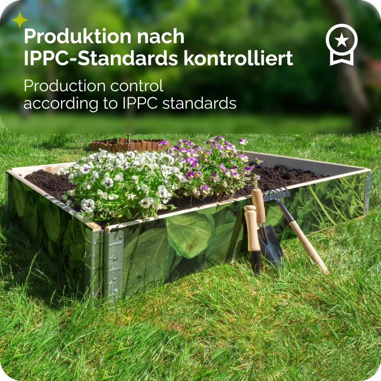 Garronda Holzaufsatzrahmen mit Print - Hochbeete für Pflanzen Blumen Kräuter Obst und Gemüse Aufbewahrungskiste aus Holz mit dekorativem Druck GD-0075 (120x80x20 cm, Pflanzenblätter 1St) – Bild 6