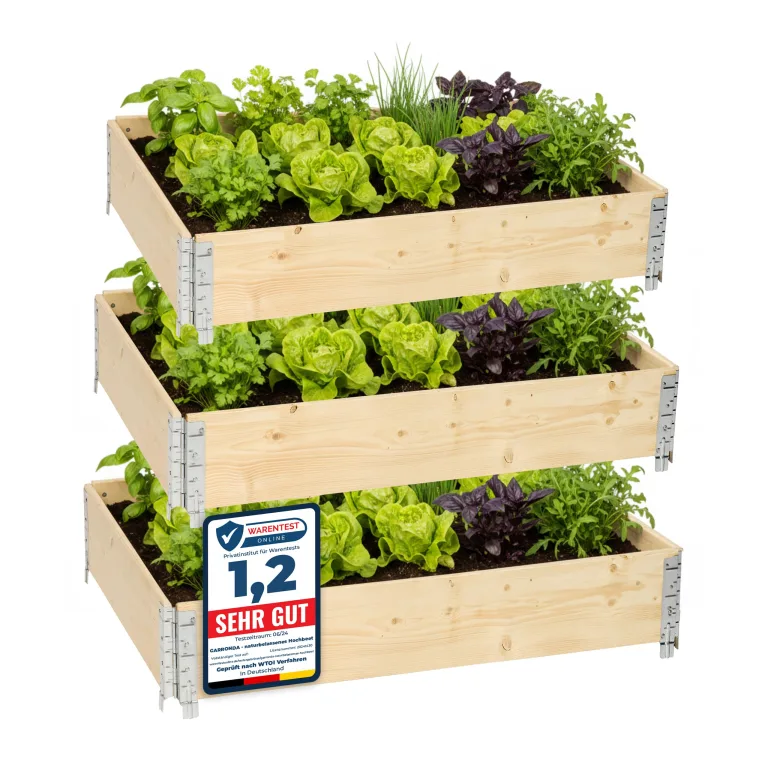 Garronda Holzaufsatzrahmen mit Print - Hochbeete für Pflanzen Blumen Kräuter Obst und Gemüse Aufbewahrungskiste aus Holz mit dekorativem Druck GD-0075 (120x80x20 cm, Pflanzenblätter 1St) – Bild 10
