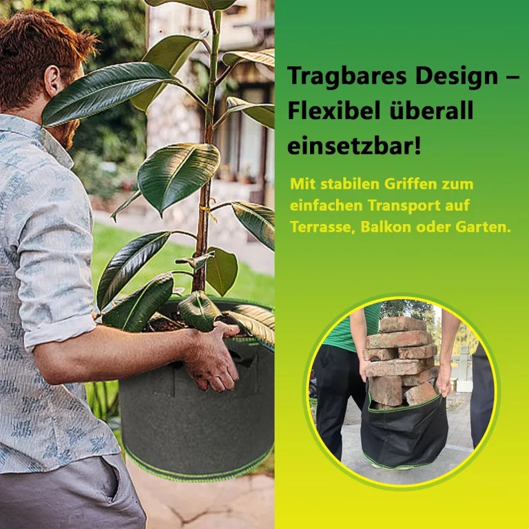 Pflanzsack 5 Stück 12l 20l 30l Vliesstoff Pflanzbeutel Stofftopf, Verdickte Atmungsaktive Stofftöpfe mit Griffe für Tomaten Pflanzen Gemüse Blumen Erdbeeren Pflanzbeutel Gewächshaus Garten Grow Bag – Bild 5