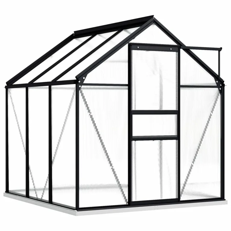 Begehbares Gewächshaus aus Polycarbonat mit Aluminium Fundamentrahmen für Garten 190x190x202cm 3,61m² Grow House mit Fundament Bodenbefestigung für Pflanzen und Gartenhaus – Bild 2