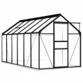 Begehbares Gewächshaus aus Polycarbonat mit Aluminium Fundamentrahmen für Garten 190x190x202cm 3,61m² Grow House mit Fundament Bodenbefestigung für Pflanzen und Gartenhaus - Thumbnail 6