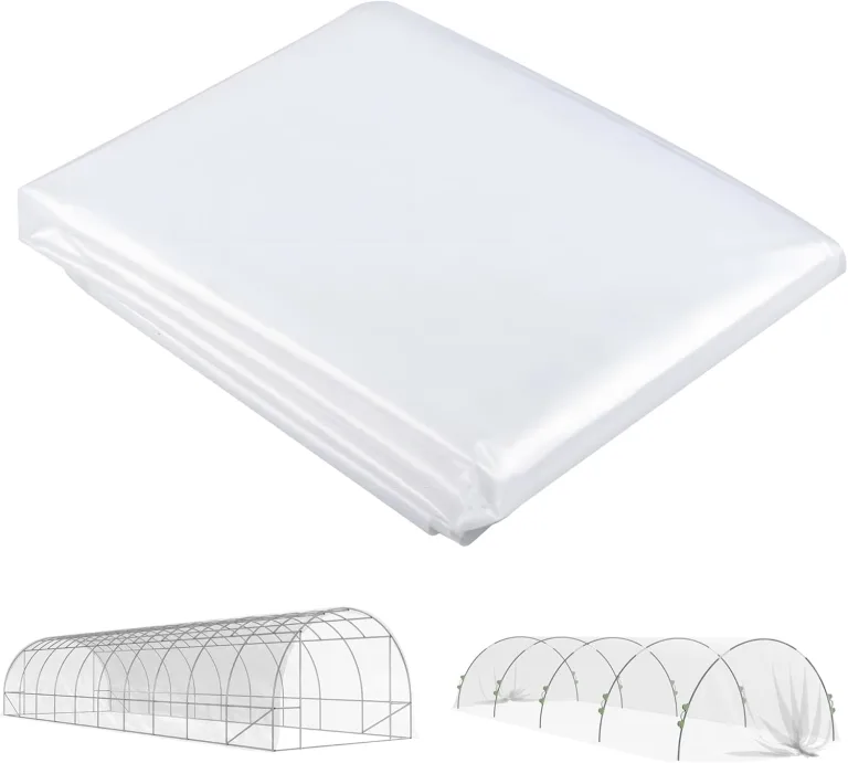 Outsunny Gewächshausfolie 6x10 m wasserdicht Gartenfolie mit UV Schutz, Extra Dick Reißfest Folie aus Kunststoff, Abdeckplane für Treibhaus Folientunnel, Tunnelfolie für Außenbereich Transparent – Bild 1