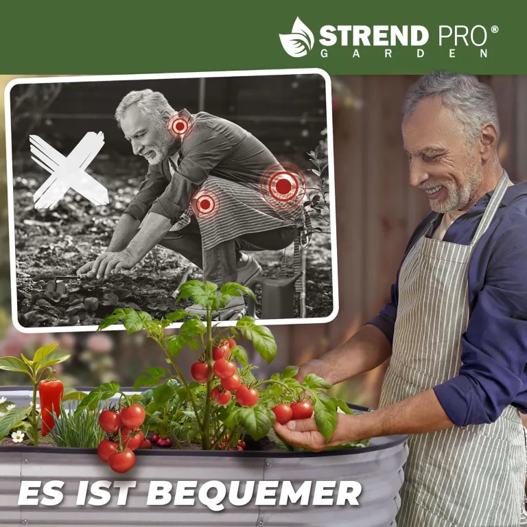 STREND PRO Hochbeet Metall 200x100x80cm (LxBxH) | Metall Hochbeete-kit für Garten Blech | Garten Beet aus verzinktem Stahl für Gemüse, Kräuter & Tomatenpflanzen | Stahl Pflanzkasten, Kräuterbeet – Bild 6