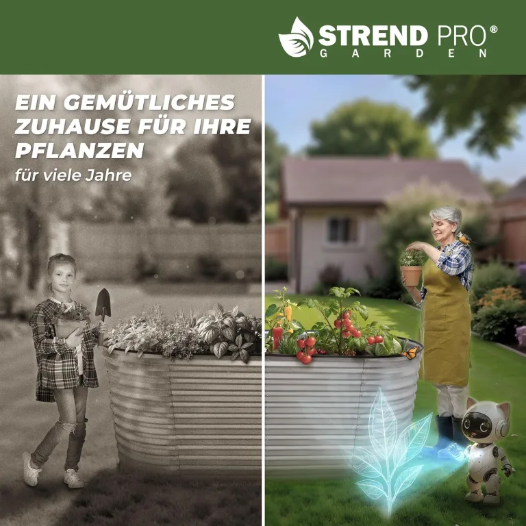 STREND PRO Hochbeet Metall 200x100x80cm (LxBxH) | Metall Hochbeete-kit für Garten Blech | Garten Beet aus verzinktem Stahl für Gemüse, Kräuter & Tomatenpflanzen | Stahl Pflanzkasten, Kräuterbeet – Bild 8