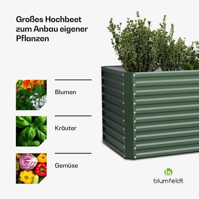 Blumfeldt High Grow Straight Hochbeet, Ergonomisches 1.800 L Rechteckiges Hochbeet Aus Wetterfestem Galvalume-Stahl Für Blumen, Kräuter & Gemüse – Rostbeständig, Offene Bodenstruktur, Einfacher Aufbau – Bild 4