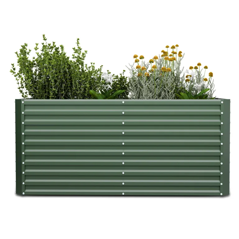 Blumfeldt High Grow Straight Hochbeet, Ergonomisches 1.800 L Rechteckiges Hochbeet Aus Wetterfestem Galvalume-Stahl Für Blumen, Kräuter & Gemüse – Rostbeständig, Offene Bodenstruktur, Einfacher Aufbau – Bild 1