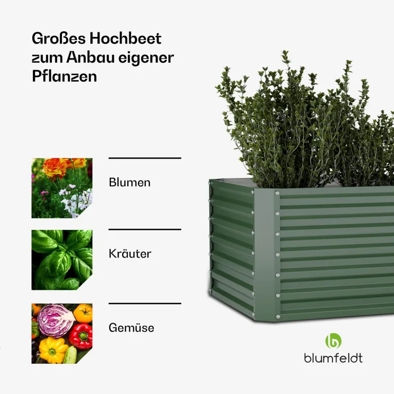 blumfeldt High Grow Straight Hochbeet, 1200 L Metall-Hochbeet Aus Wetterfestem Galvalume-Stahl Für Blumen, Kräuter & Gemüse – Rostbeständig, Offene Bodenstruktur, Einfacher Aufbau – Bild 4