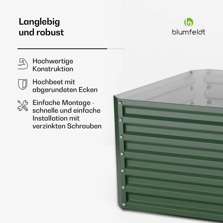 blumfeldt High Grow Straight Hochbeet, 1200 L Metall-Hochbeet Aus Wetterfestem Galvalume-Stahl Für Blumen, Kräuter & Gemüse – Rostbeständig, Offene Bodenstruktur, Einfacher Aufbau – Bild 6