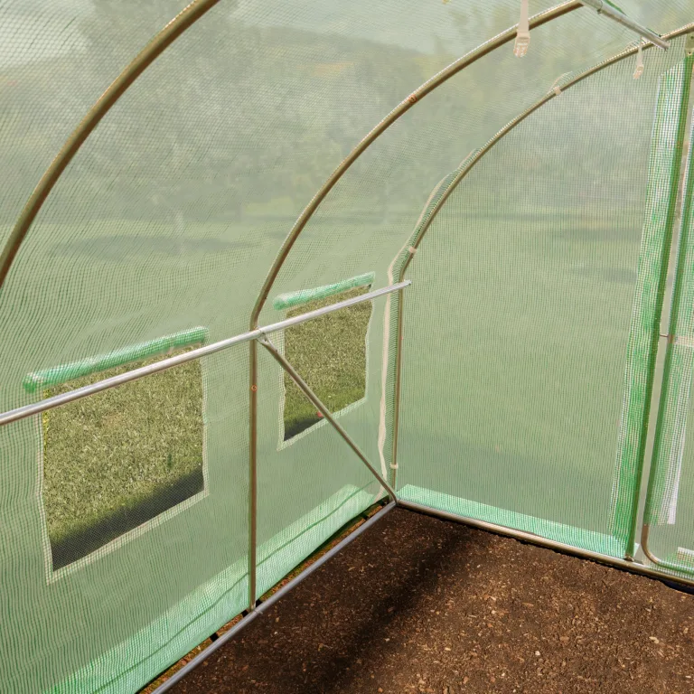TOOLPORT Foliengewächshaus Gewächshaus 3x4m Premium mit schwenkbarer Türkonstruktion PE-Plane 180 g/m² grün transparent – Bild 4