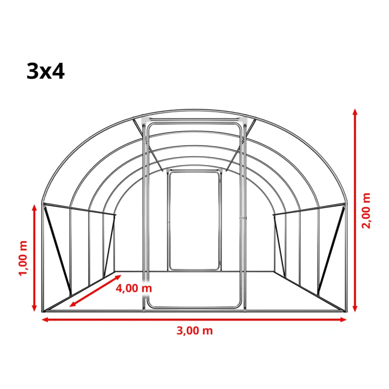 TOOLPORT Foliengewächshaus Gewächshaus 3x4m Premium mit schwenkbarer Türkonstruktion PE-Plane 180 g/m² grün transparent – Bild 9