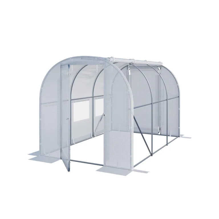 TOOLPORT Foliengewächshaus Gewächshaus 3x4m Premium mit schwenkbarer Türkonstruktion PE-Plane 180 g/m² grün transparent – Bild 10