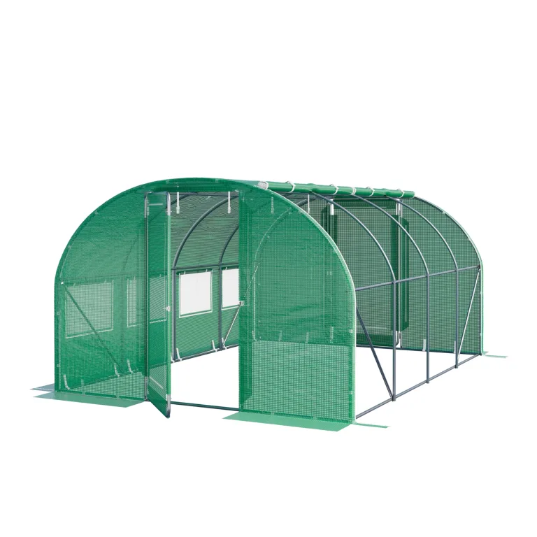 TOOLPORT Foliengewächshaus Gewächshaus 3x4m Premium mit schwenkbarer Türkonstruktion PE-Plane 180 g/m² grün transparent – Bild 1