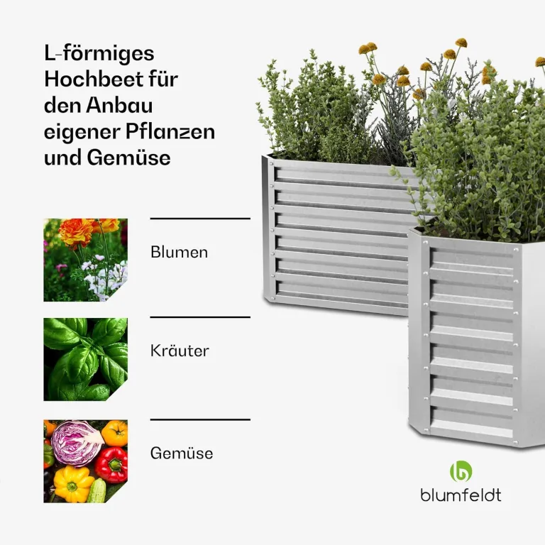 blumfeldt Hochbeet 160x160, L-förmiges Gartenhochbeet 742 L Aus Wetterfestem Galvanostahl, Ergonomisch & Rostbeständig Mit Offenem Boden Für Optimale Drainage & Einfache Montage – Bild 4