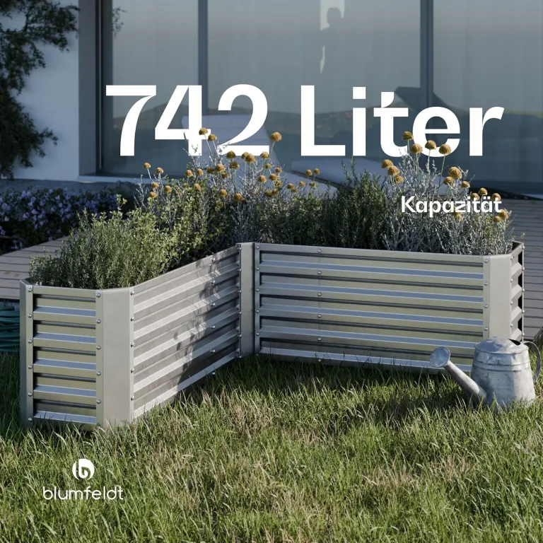 blumfeldt Hochbeet 160x160, L-förmiges Gartenhochbeet 742 L Aus Wetterfestem Galvanostahl, Ergonomisch & Rostbeständig Mit Offenem Boden Für Optimale Drainage & Einfache Montage – Bild 5