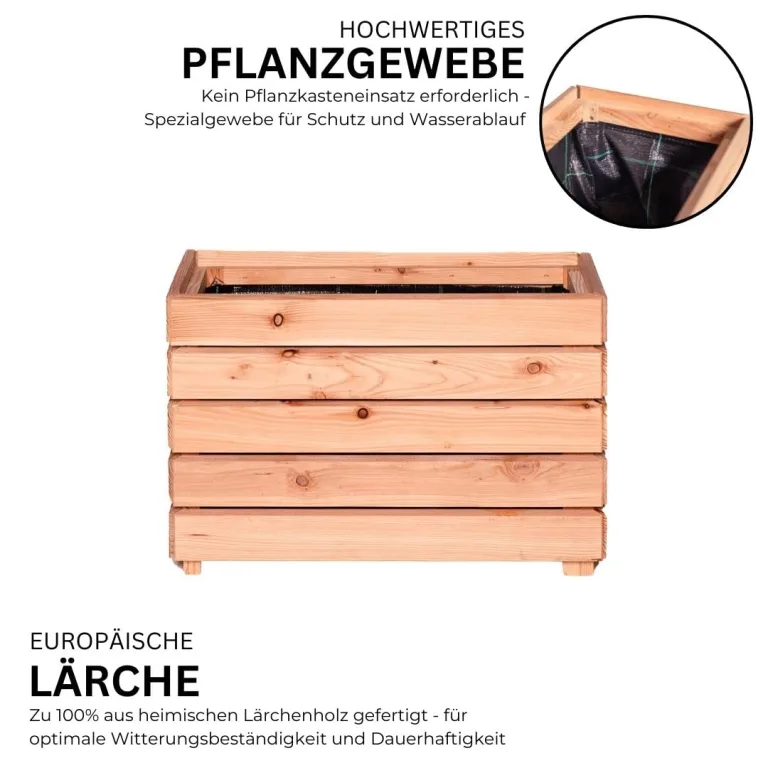 Mega Holz Pflanzkübel MODULO 60x30x39 cm (BxTxH) - wetterfester Blumenkasten aus heimischen Lärchenholz - Blumenkübel aus witterungsbeständiger Lärche für Garten, Terrasse und Balkon, Modular, Holz – Bild 3