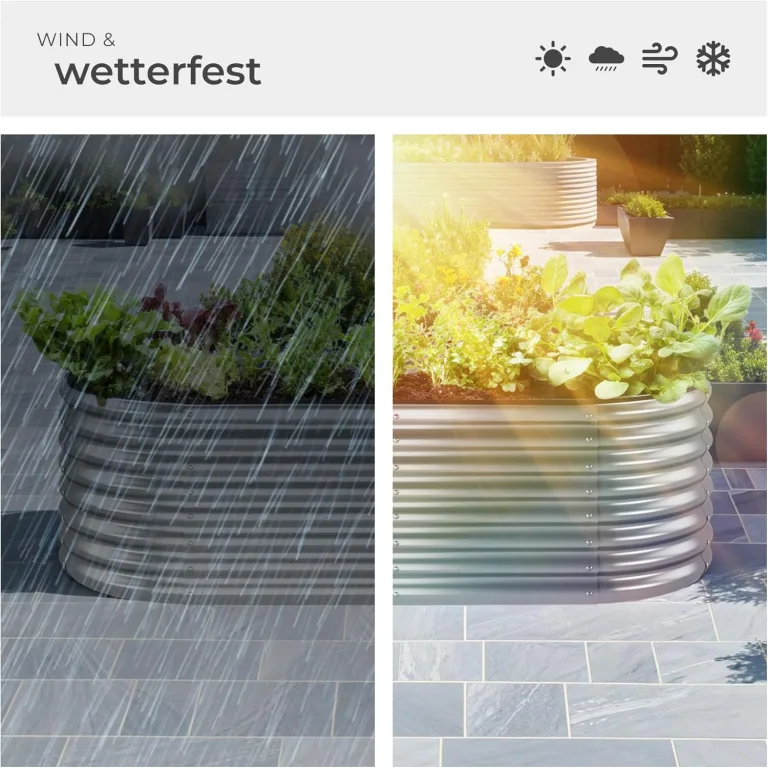 tectake® Hochbeet Metall, Hochbeete-Kit für Beet, Hochbeet Garten, wetterfest, Pflanzkasten, Kräuterbeet, Frühbeet, Gemüsebeet, Pflanzenbeet, zur Anzucht, als Blumenkasten - 942l, 200 x 100 x 60 cm – Bild 8
