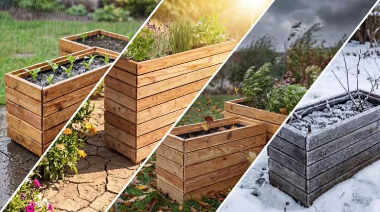 Mega Holz Pflanzkübel MODULO 90x30x39 cm (BxTxH) - wetterfester Blumenkasten aus heimischen Lärchenholz - Blumenkübel aus witterungsbeständiger Lärche für Garten, Terrasse und Balkon, Modular, Holz – Bild 6